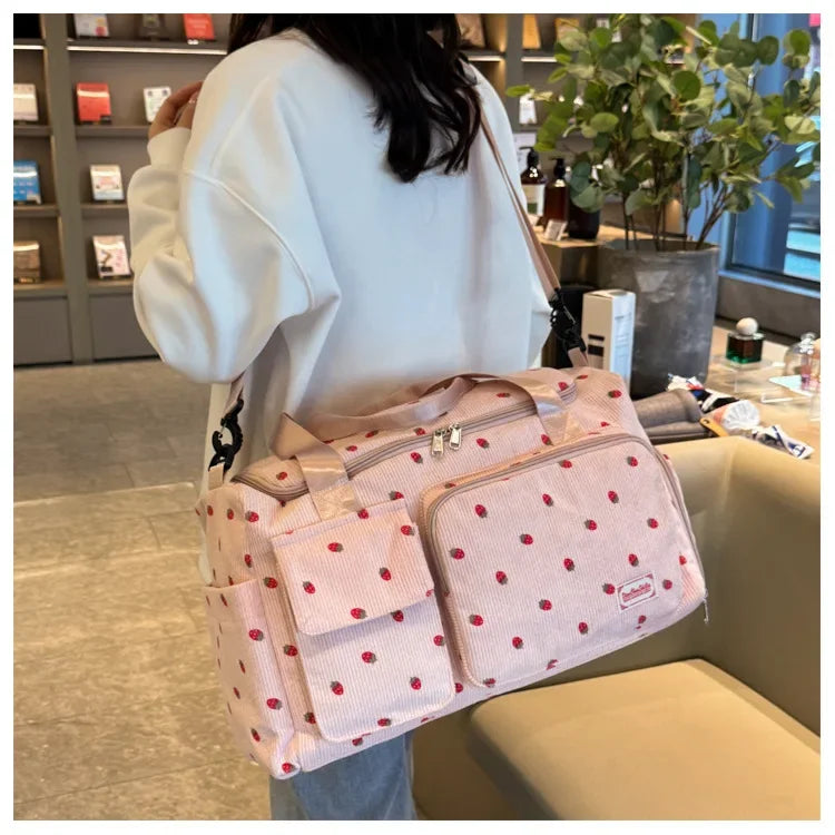 Bolsa de viaje de pana, bolsa de viaje de gran capacidad con compartimento para zapatos, bolsas deportivas para Fitness para mujer, bolsas de lona