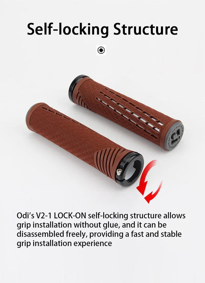 ODI-empuñaduras de bicicleta con bloqueo, empuñaduras ligeras de silicona y fibra de carbono, antideslizantes, absorción de impacto, agarre cómodo, accesorio para bicicleta