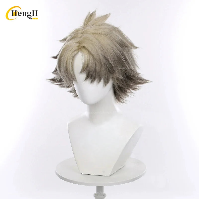 En stock Anime Zanka Guita Enji ‌   Pelucas de Cosplay Rudo Amo Li Glaze, pelo sintético resistente al calor, pelucas para fiesta de Halloween + gorro de peluca