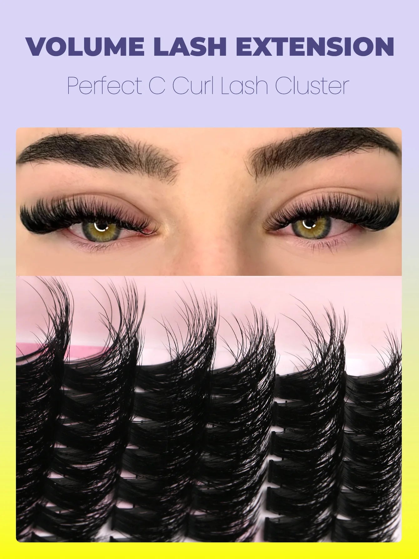 GROINNEYA grupos de pestañas pestañas de gato extensiones de pestañas individuales tenues volumen grupos esponjosos pestañas DIY maquillaje de pestañas