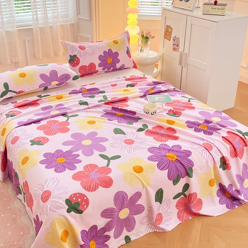 Sábanas Suaves y Agradables al Tacto, Estampadas, para el Hogar, Planas, para Cama King, Queen, Individual, Doble, Transpirables, Duraderas, 1 o 3 Piezas/Juego