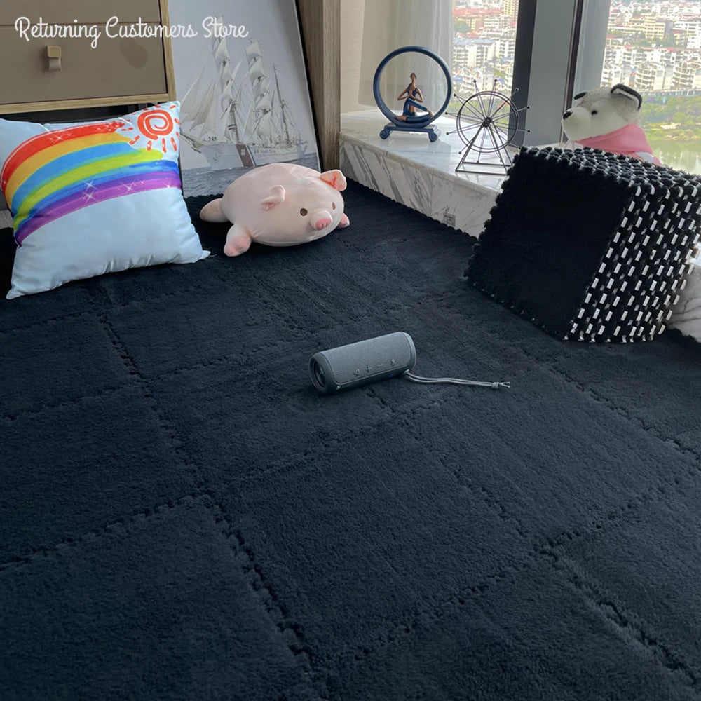 Alfombra de peluche suave de 30x30CM para niños, alfombra de juego, alfombra de rompecabezas, tapete de juego cálido, azulejos de ejercicio entrelazados, alfombra decorativa para suelo