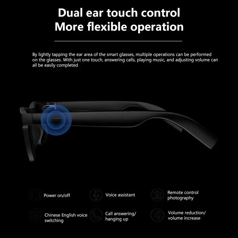 Gafas Inteligentes Lenovo con IA, 8K, Control Remoto, Cámara Táctil, Grabación, Asistente de Voz, Traductor, Bluetooth Inalámbrico