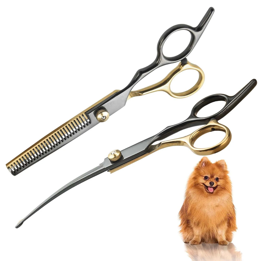 Tijeras profesionales de peluquería para mascotas de acero inoxidable, orientación de la mano derecha, tijeras multiusos para recortar el cabello con cabeza redonda,