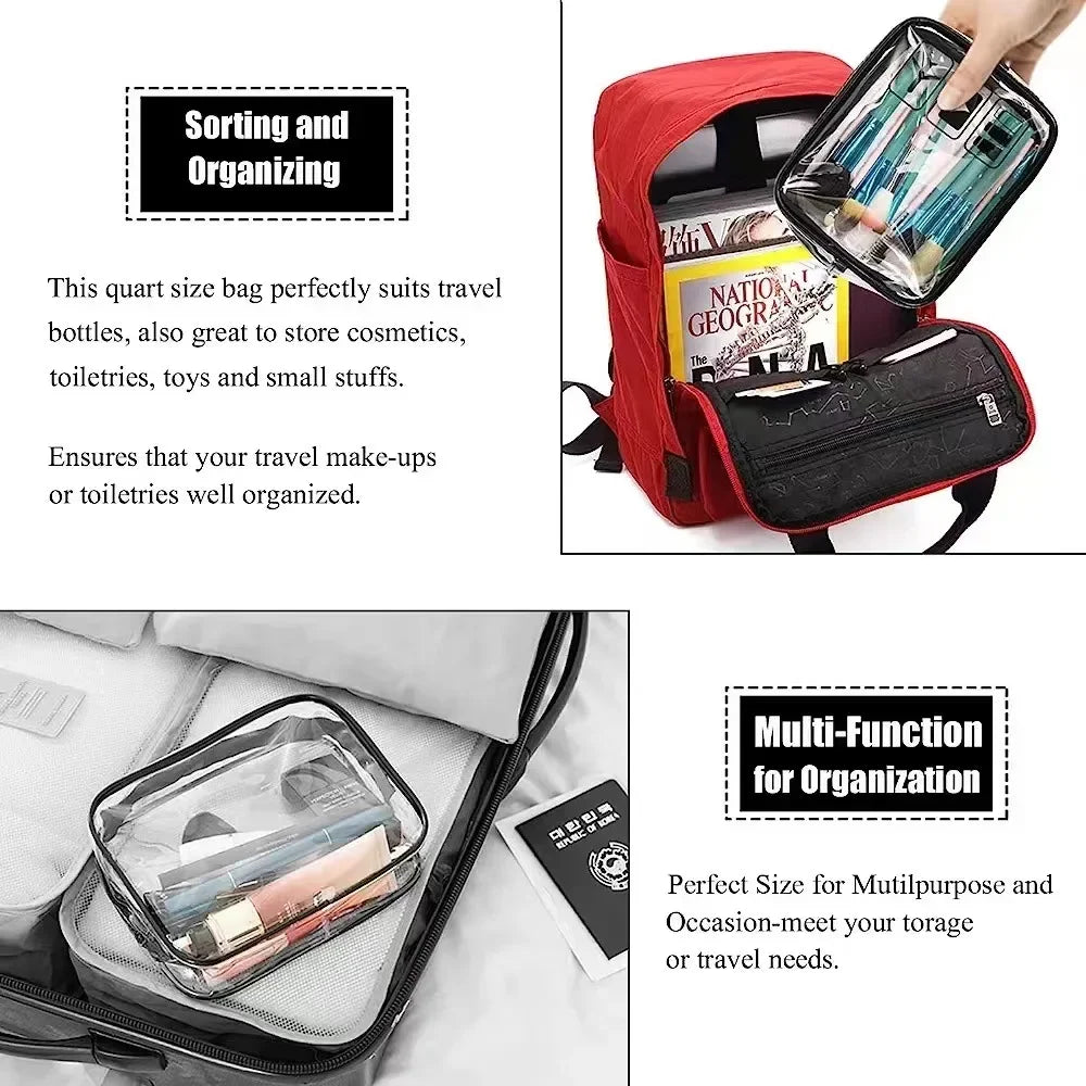 Bolsa organizadora de embalaje de viaje de PVC transparente para mujer, bolsa de viaje para cepillo de dientes, toalla, equipaje, bolsa de almacenamiento de artículos de tocador y cosméticos