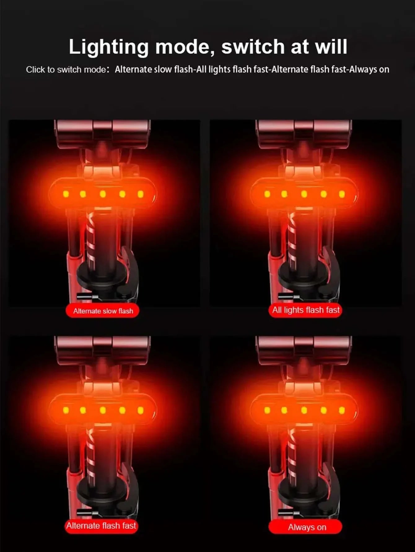 Luz Trasera LED USB para Bicicleta, Impermeable, Luz de Advertencia Trasera para Bicicleta, Luz Trasera de Seguridad para Ciclismo, Accesorios para Bicicleta de Montaña y Carretera