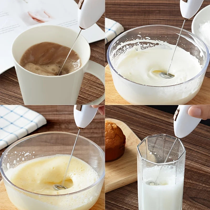 Batidor de huevos eléctrico de mano, Mini Espumador de leche con batería, mezclador de bebidas y café, Espumador de leche, herramientas de cocina