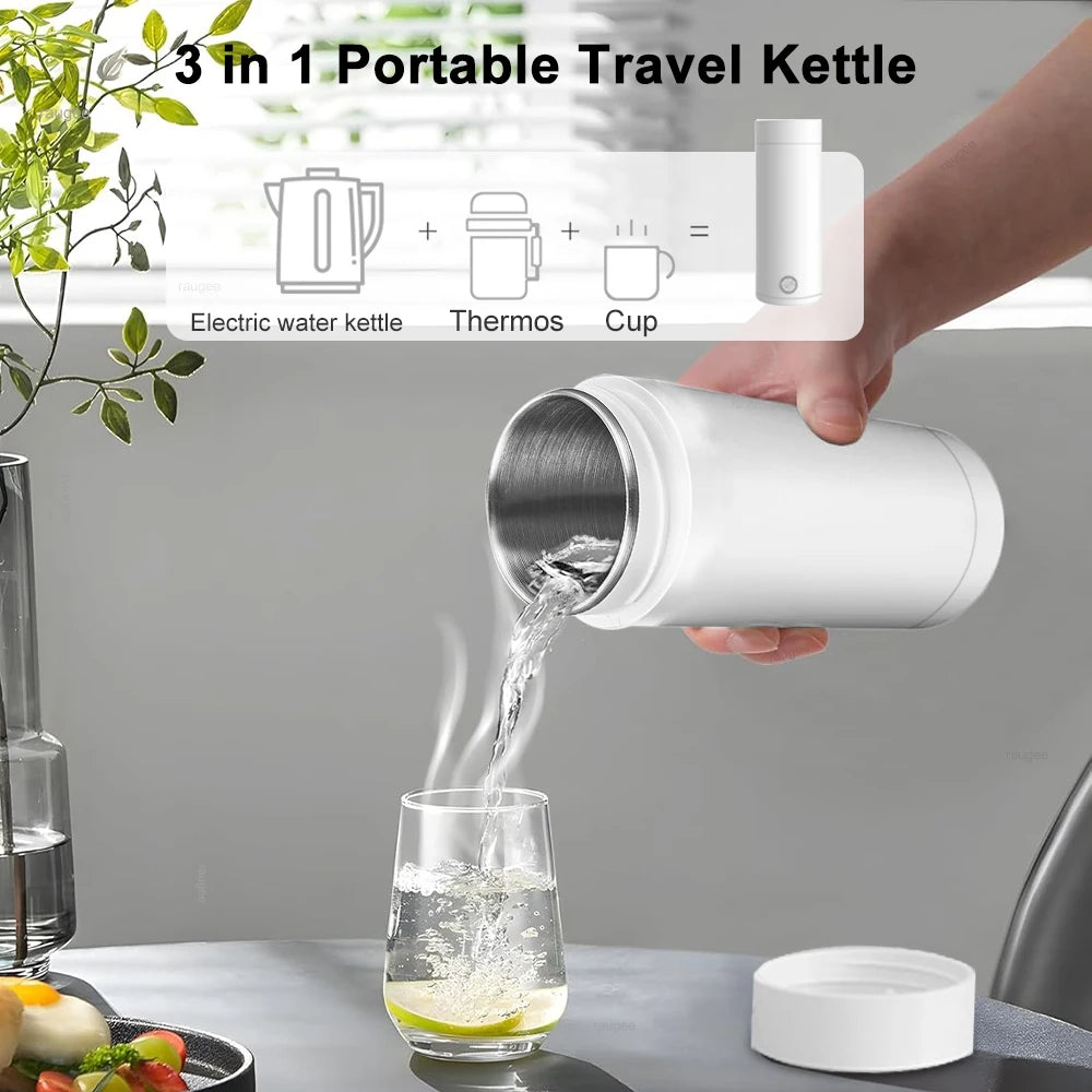 Hervidor eléctrico portátil de viaje, hervidor de té y café de ebullición rápida, Mini calentador de leche para bebé de acero inoxidable 304, hervidores térmicos