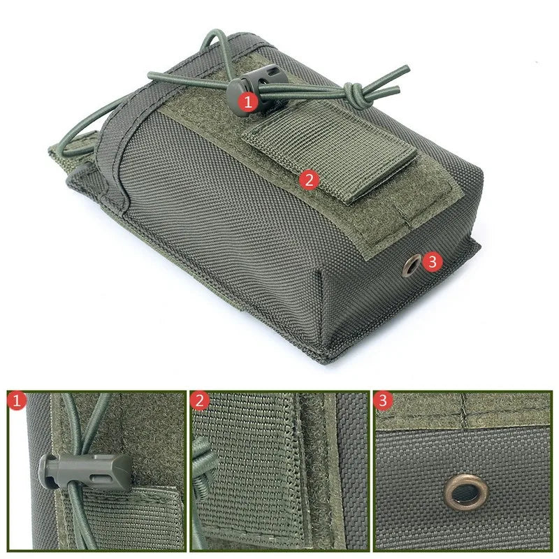 Bolsa para Talkie 1000D para caza al aire libre, bolsa táctica deportiva Molle de nailon para Radio, soporte para Walkie Talkie, bolsillo para revista Mag