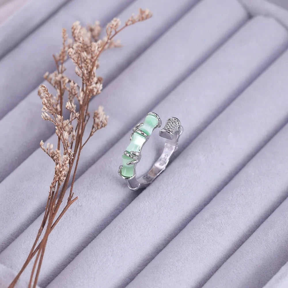 Anillo de Ópalo de Plata de Ley 925 para Mujer, Ajustable, para el Dedo Índice, Diseño Simple y Elegante, Joyería de Alta Gama, Regalo