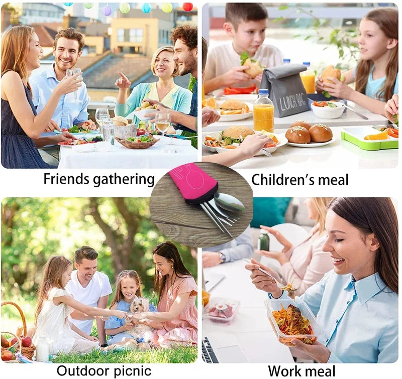 Bolsa de almacenamiento portátil para cubiertos, embalaje de viaje, caja de almacenamiento para Picnic, tenedor, cuchara, cuchillo, sin vajilla