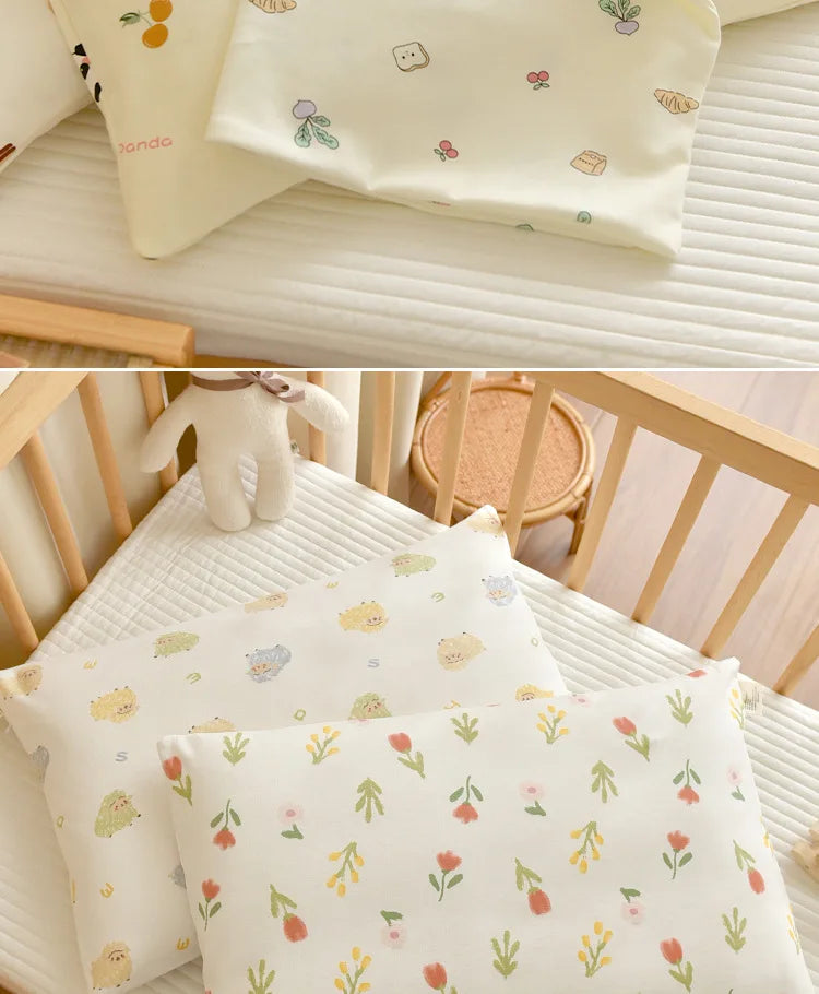 Almohada transpirable de algodón con dibujos animados para bebés y niños, almohada para recién nacidos, almohada para siesta para jardín de infantes, adecuada para uso diario, 30x50cm