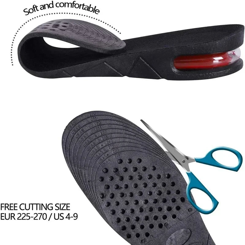 Plantilla de elevación de cojín de zapato de aire para hombres y mujeres, plantilla Invisible Variable de 3-9cm, plantillas para aumentar la altura, almohadilla de soporte más alta de corte ajustable