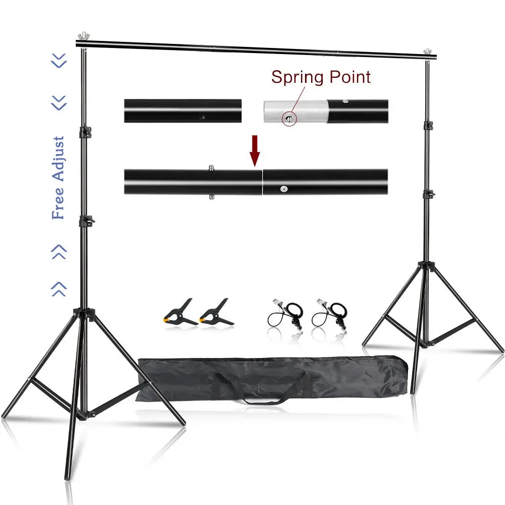 2,6x3M/8,5x10 pies foto Video estudio telón de fondo soporte telescópico ajustable sistema de soporte de fondo con bolsa de transporte