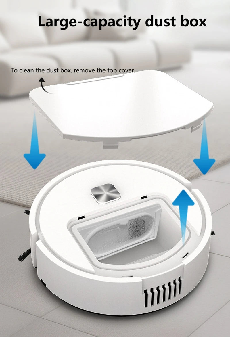 Mini Robot Aspirador Inteligente Silencioso, Máquina de Limpieza Multifunción Tres en Uno, Aspiradora, Trapeador, Cepillo 2025