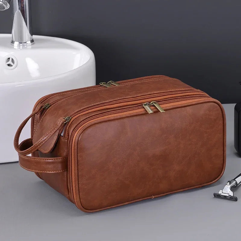 Neceser de PU con múltiples bolsillos para mujer y hombre, bolsas de maquillaje esenciales de viaje, bolsa colgante impermeable, bolsa organizadora de lavado de cosméticos