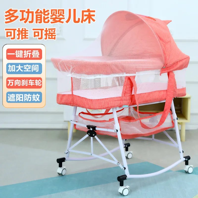Cuna para bebé, cuna plegable multifuncional para niños recién nacidos, cuna portátil móvil para exteriores