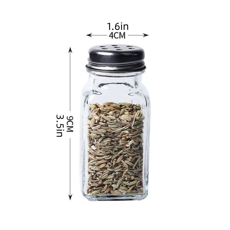 Botella de especias de vidrio para cocina, botella de condimentos para barbacoa con tapa, salero y pimienta, Mini juego de tarros de condimentos