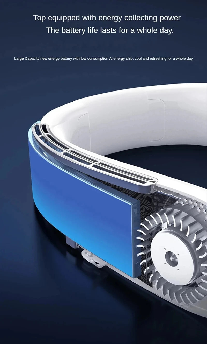 Nuevo ventilador de cuello portátil de 15000mAh pantalla Digital inteligente USB recargable al aire libre ventilador de cuello de enfriamiento silencioso sin aspas para verano