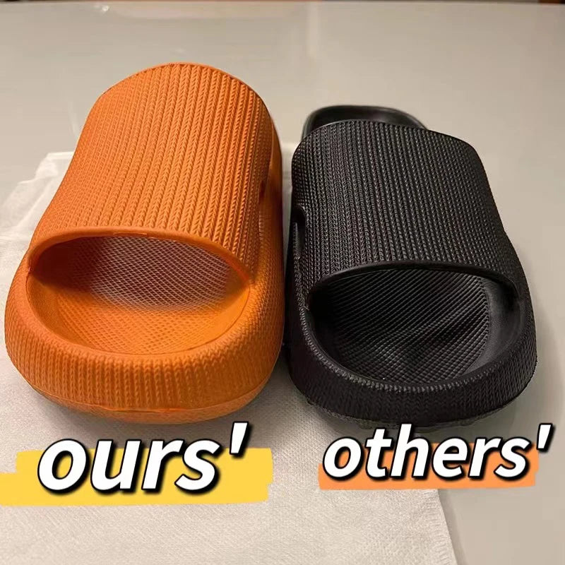 Zapatillas de nube con plataforma gruesa para mujer, sandalias deslizantes con almohada de suela blanda Eva para interior del hogar, chanclas de playa antideslizantes de verano 2025