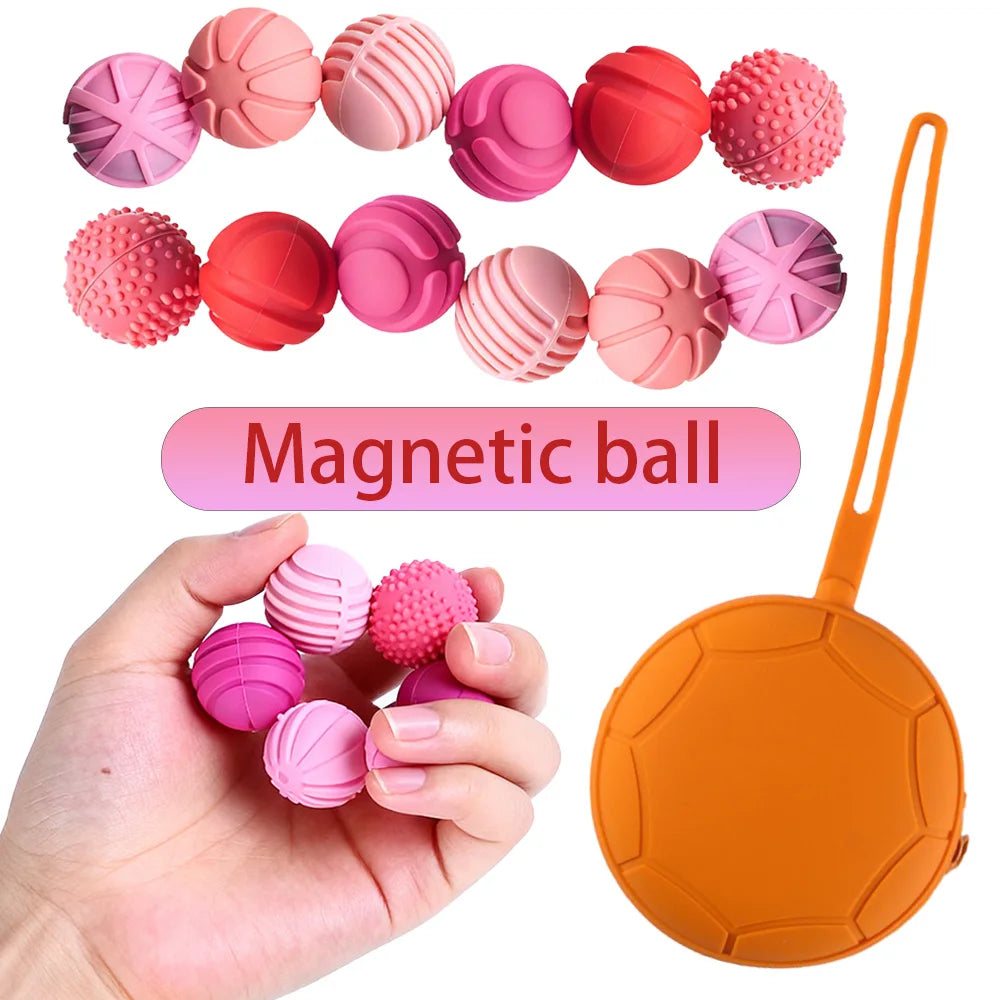 Bola magnética para aliviar el estrés, bola de silicona educativa sensorial para aliviar el estrés, bola texturizada para TDAH