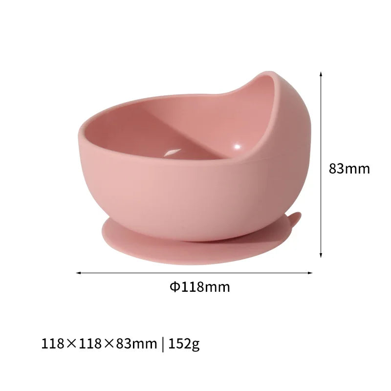 Plato de Silicona de Grado Alimenticio con Succión para Bebés, Plato Antideslizante para Alimentación, Vajilla Apta para Microondas para Bebés