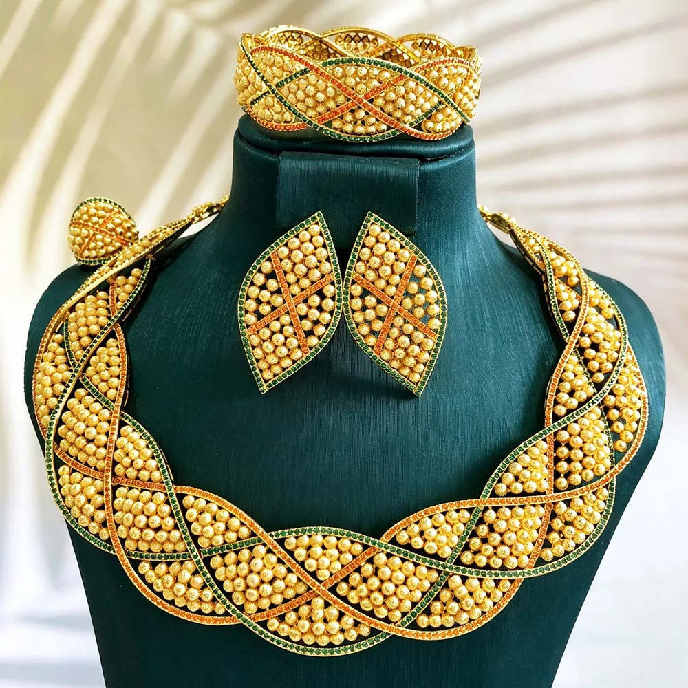 Conjunto de joyería africana de 4 piezas para mujer, para fiesta de boda, circonia cúbica, moderno, romántico, Missvikki, lujo, Dubái, nupcial