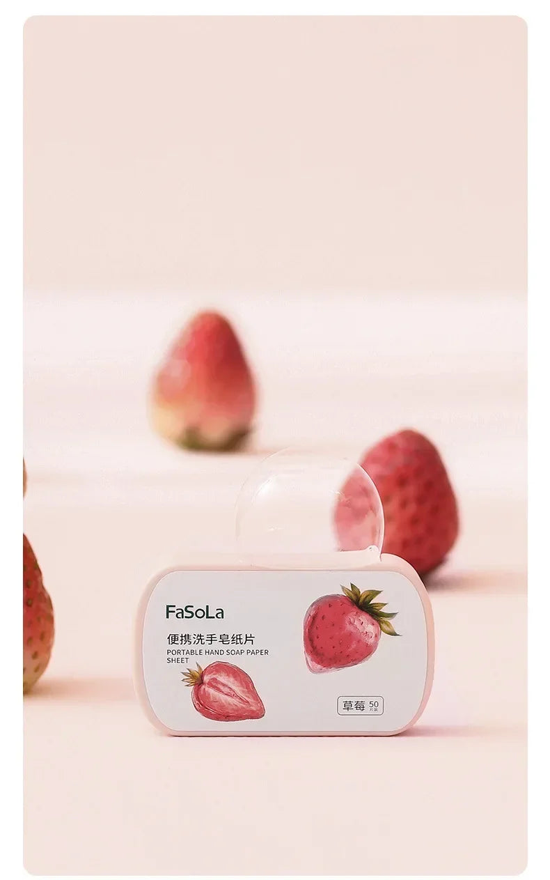 50-200 Piezas de Jabón de Papel Portátil Mini con Aroma a Fresa, Jabón de Manos Desechable, Jabón de Papel para el Cuidado de las Manos, Jabón de Limpieza, Artículos de Baño y Viaje