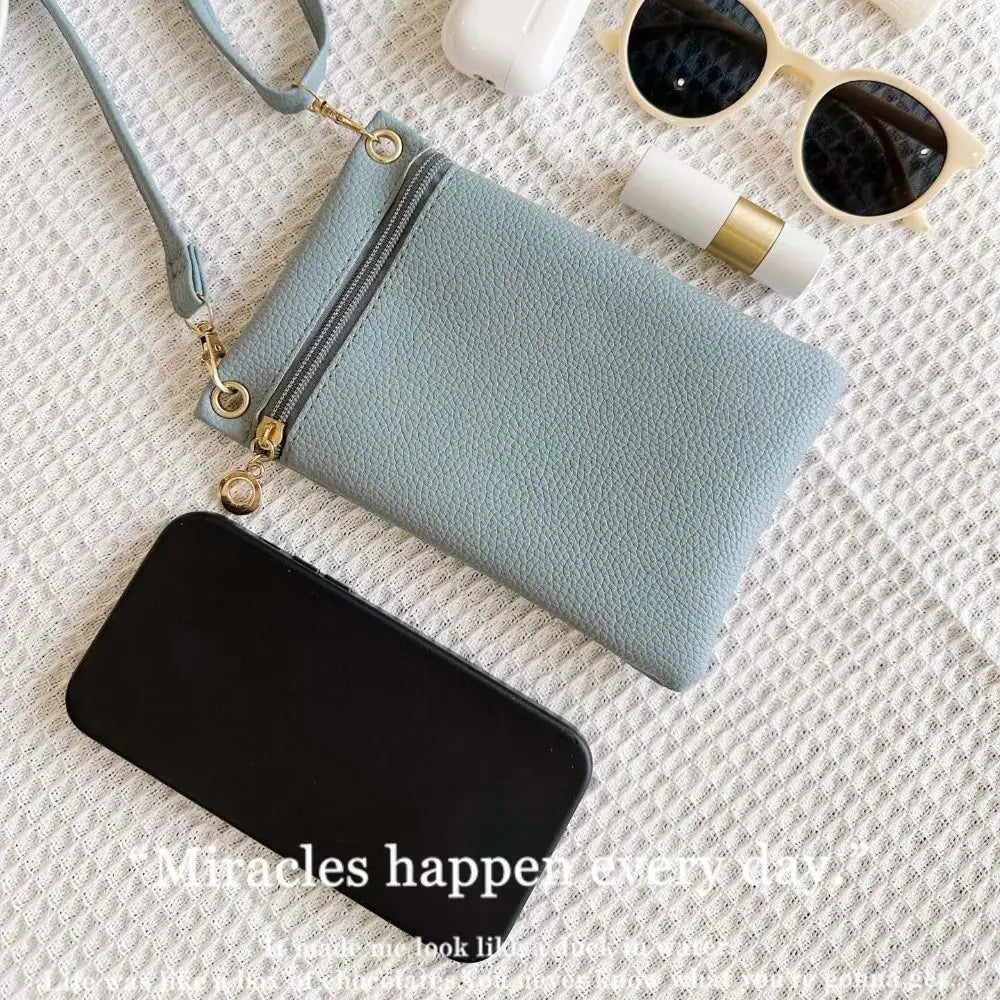 Mini bolso cruzado con patrón de Litchi de PU, carteras informales de Color dulce, bolsa de almacenamiento para teléfono móvil, bolso de hombro de un solo hombro