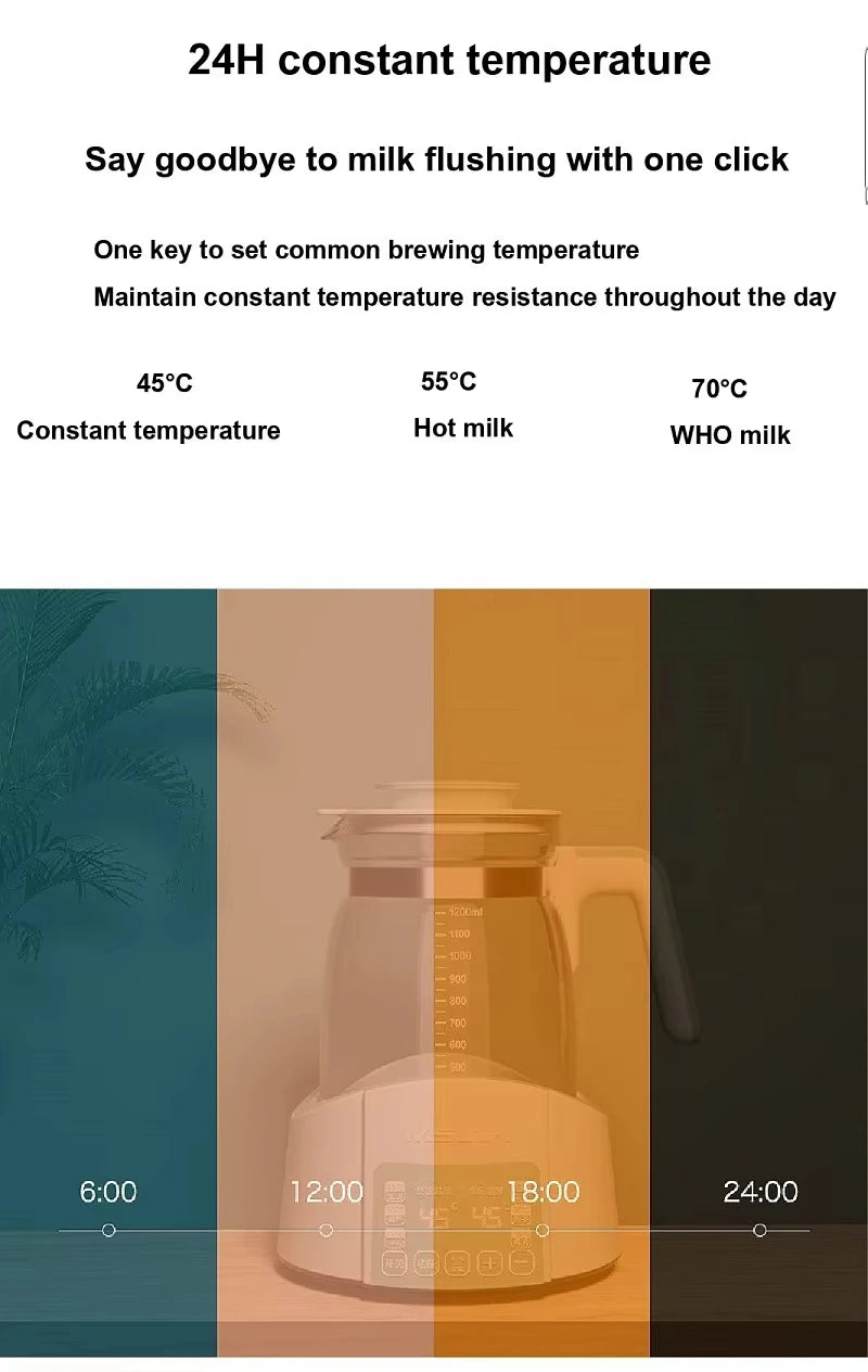 NUEVO Hervidor Termostático Inteligente de 1.2L para Leche Infantil, Olla de Aislamiento para Agua Caliente, Calentador Automático de Leche, Leche Caliente, Leche en Polvo G