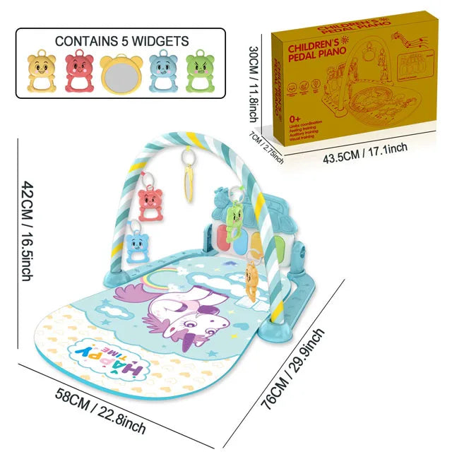 Alfombra de gimnasio para actividades musicales para bebé, alfombra para recién nacido, Pedal, teclado de Piano, estante de Fitness infantil, tapete para gatear, juguetes de regalo
