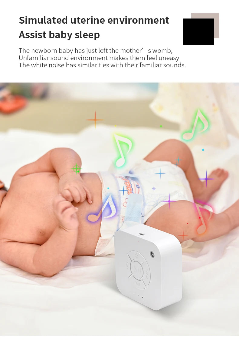Máquina de ruido blanco para bebé para dormir, chupete de sonido portátil con 10 sonidos relajantes, recargable por USB, temporizador de apagado automático