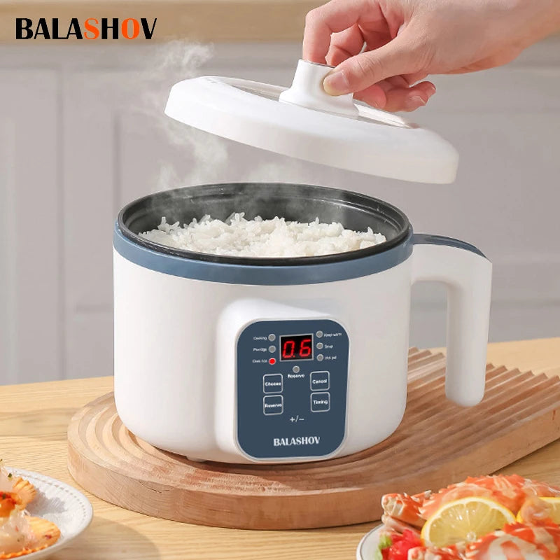 Olla arrocera eléctrica de 1,7 l, doble capa, 220V, multicocina antiadherente, multicocina mecánica inteligente, olla de arroz al vapor para el hogar