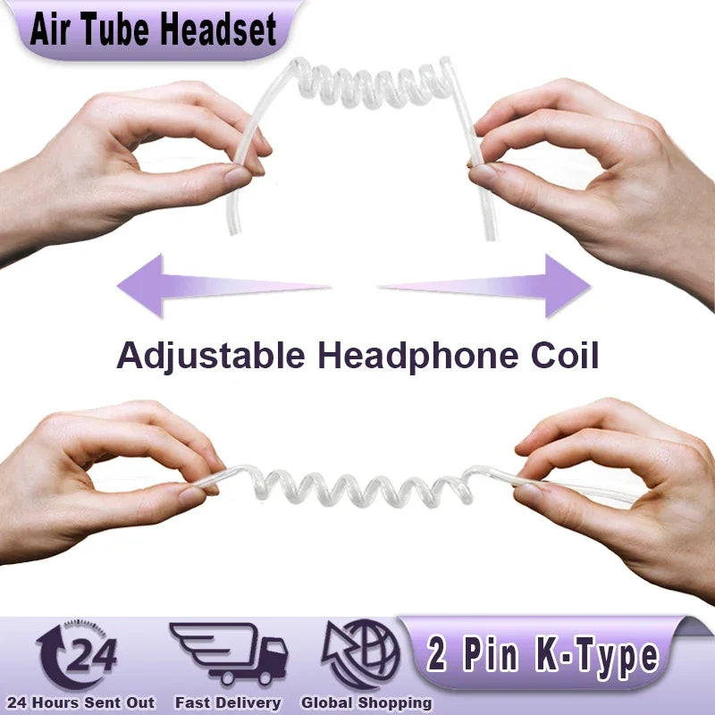 Walkie Talkie auriculares tubo de aire acústico auricular Quansheng UV K5 UV K6 UV 5RPLUS 2 pines K puerto Ptt micrófono auriculares para UV 5R UV 82