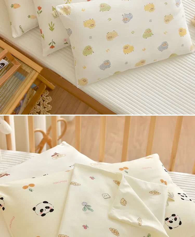 Almohada transpirable de algodón con dibujos animados para bebés y niños, almohada para recién nacidos, almohada para siesta para jardín de infantes, adecuada para uso diario, 30x50cm