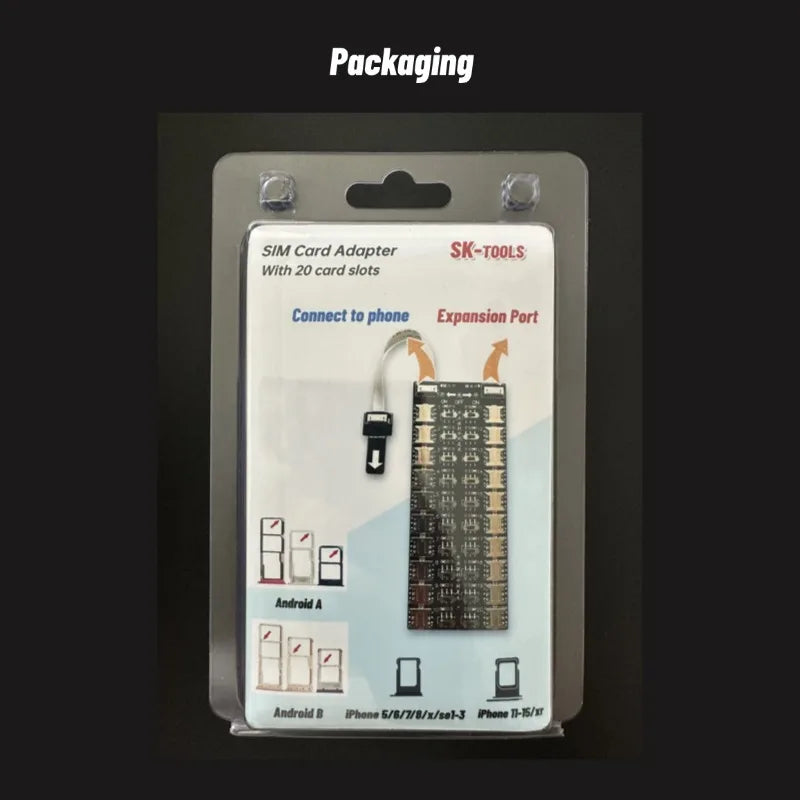 Lector de Tarjetas SIM Múltiples con 20 Ranuras, Adaptador de Tarjetas SIM Universal para Android y Apple, Expansión de Gran Capacidad