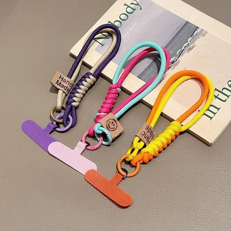 Cordón de teléfono tejido contrastante de estilo británico INS, funda de teléfono corta de mano a la moda, cuerda para muñeca, colgante para equipaje de muñeca, cuerda colgante