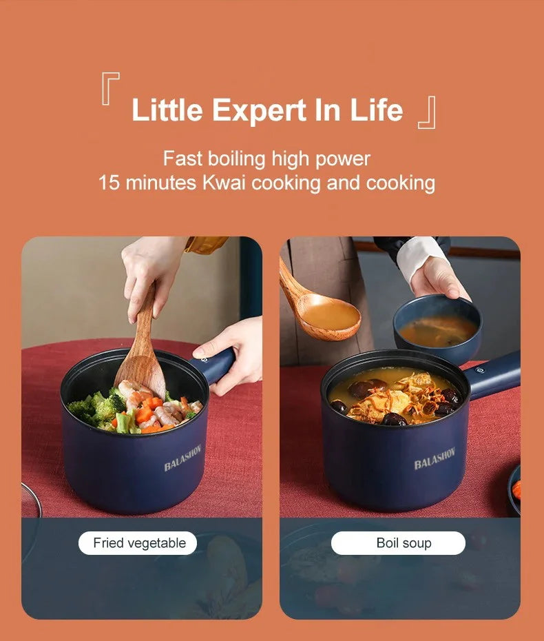 Mini Cocina eléctrica multifunción todo en uno, olla individual de doble capa para el hogar, olla para Fideos, olla caliente antiadherente, herramienta de cocina