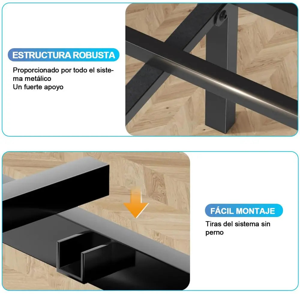 Cama Individual con Cabecera y Pie de Cama, Base de Cama con Cabecera Individual, Espacio de Almacenamiento Debajo de la Cama, B