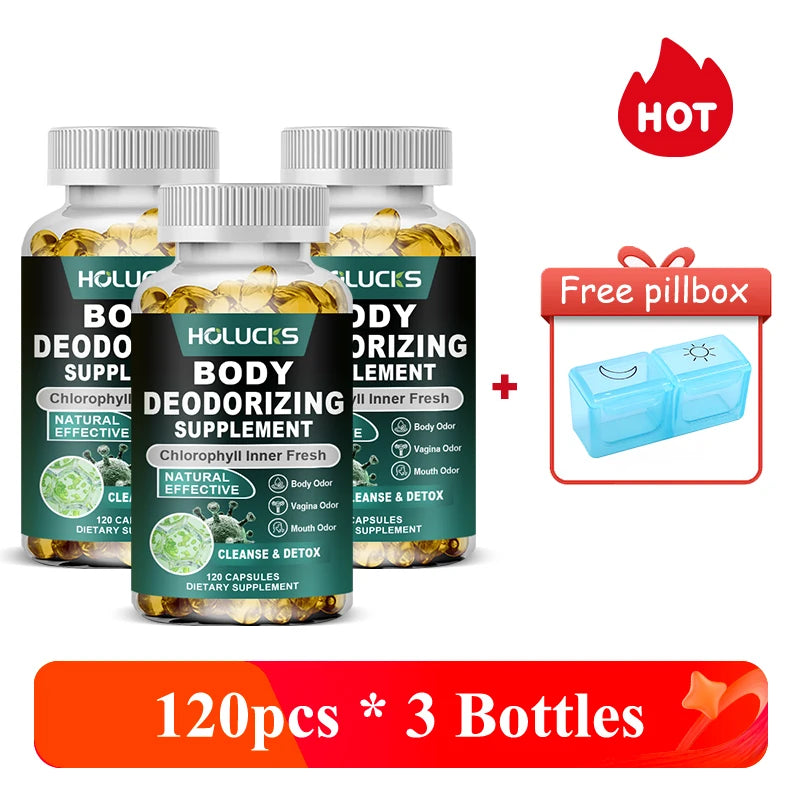 Cápsulas de Clorofila Natural, Suplemento para Desintoxicación Interna, Desodorante Corporal, Promueve el Bienestar Digestivo y de la Piel