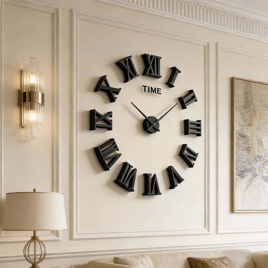 Reloj de pared con espejo acrílico de Número Romano grande 2D/3D, pegatina de moda DIY, relojes de cuarzo, reloj, decoración del hogar, pegatinas para el salón