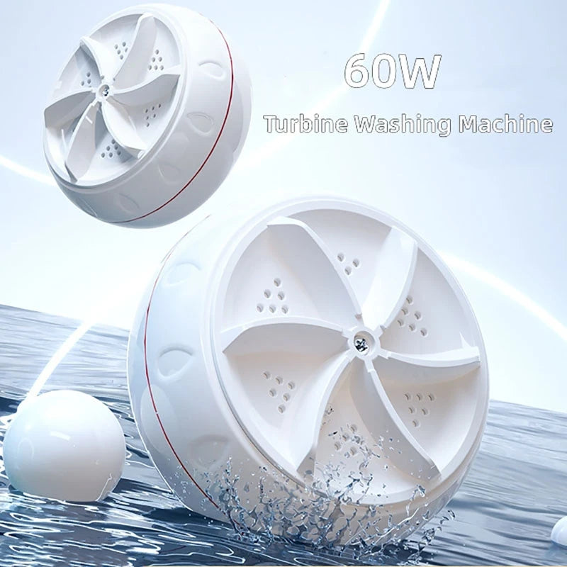 Lavadora Turbo portátil de 60W, Mini lavadora ultrasónica de alta potencia para ropa de bebé, ropa interior, calcetines, viaje de negocios, USB