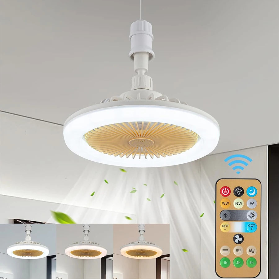 Ventilador de Techo de anillo LED,Luz del ventilador de techo,Con mando a distancia,3000K-6500K/luminosidad regulable,Tres velocidades del viento,18W,1400Lm-1800Lm. para Dormitorio, Sala de Estar, Cocina, Comedor