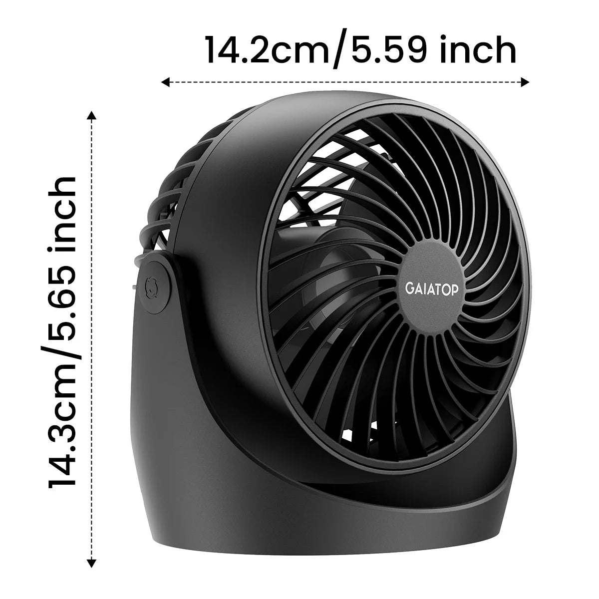 Ventilador circulador de aire Gaiatop, ventilador de escritorio portátil, ventilador de mesa, ventilador de dormitorio, ventilador pequeño de 5 pulgadas, 3 velocidades con 360 °   Inclinación ajustable