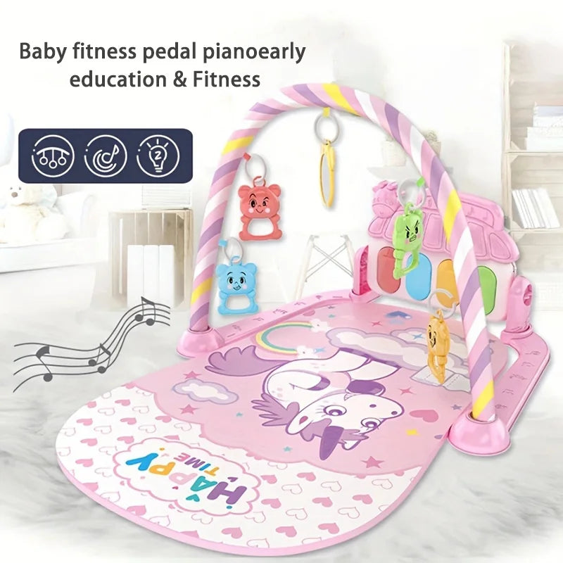 Juguete de soporte de fitness para bebé, música para bebé recién nacido, piano de pedal, estera para gatear, juguete para bebé