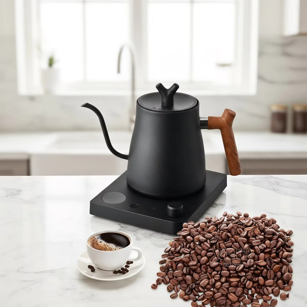 Hervidor Eléctrico Inteligente con Control de Temperatura, 1L, 110V/220V, Acero Inoxidable, para Preparar Café a Mano, Calentamiento Rápido