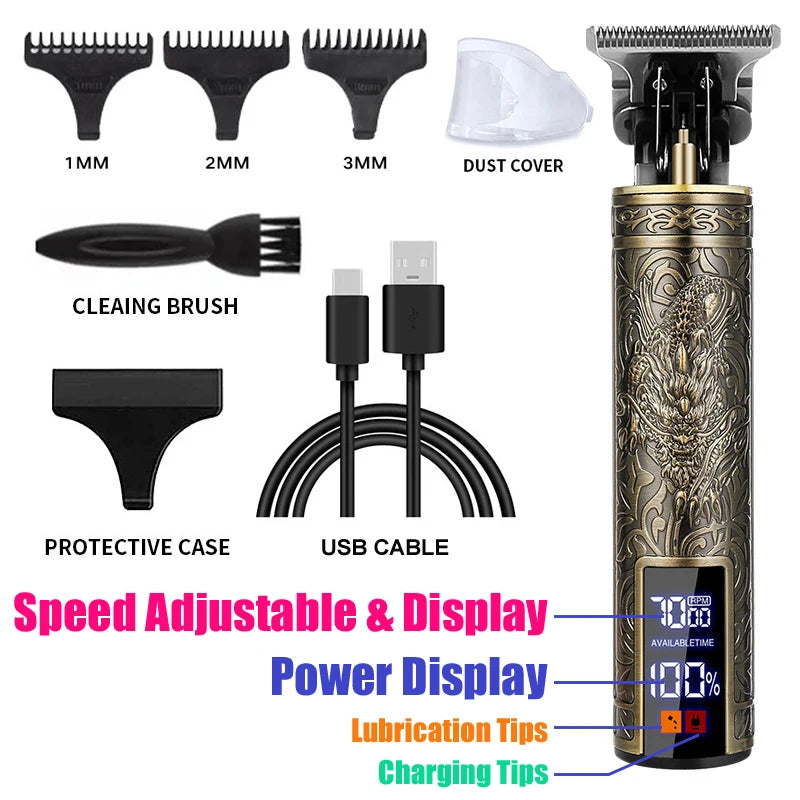 Afeitadora eléctrica Vintage para peluquero, Máquina para cortar cabello inalámbrica, cortadora de pelo con carga USB, cortadora de pelo portátil adecuada para hombres