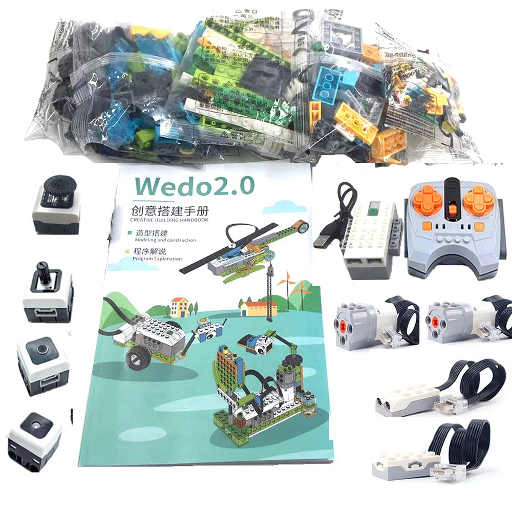WeDo 2,0 RC batería de litio juego de robótica con seis bloques de construcción de sensores Compatible lego 45300 Scratch 3,0 juguete educativo de ladrillo