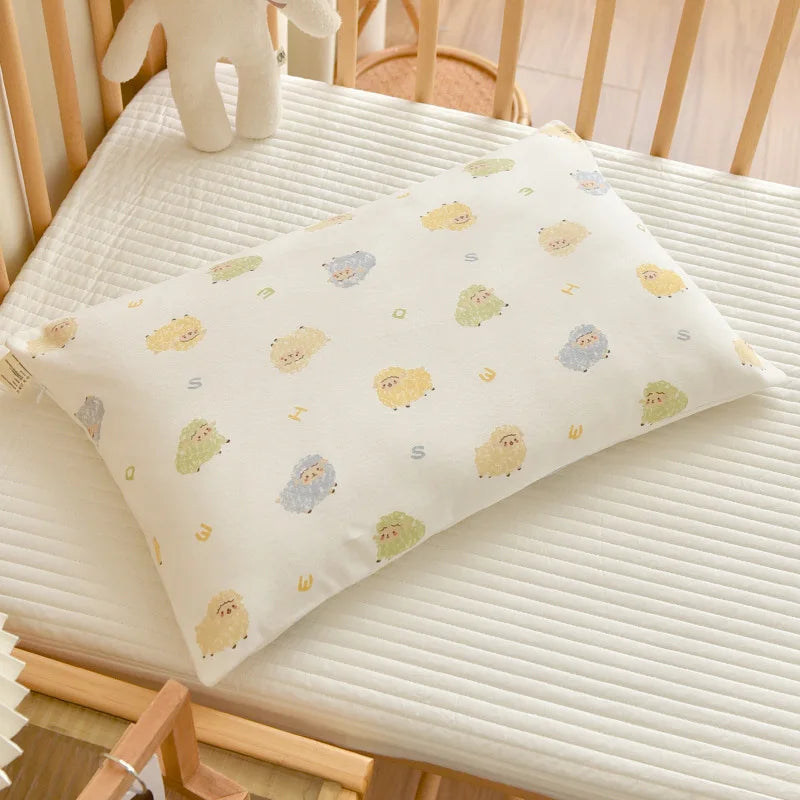 Almohada transpirable de algodón con dibujos animados para bebés y niños, almohada para recién nacidos, almohada para siesta para jardín de infantes, adecuada para uso diario, 30x50cm