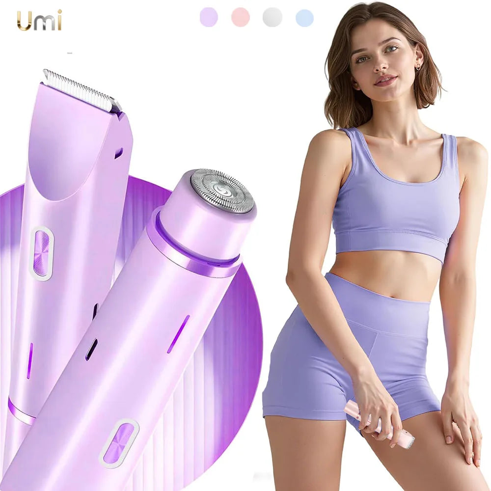 Maquinillas de afeitar eléctricas para mujer, Afeitadora eléctrica 2 en 1 para recortador de vello púbico IPX7, resistente al agua, uso húmedo y seco, Afeitadora de Bikini para el cuerpo